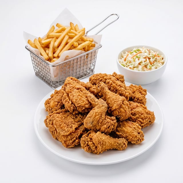 30 Pieces of Crispy Fried Chicken Meal with 2 Order Fries, and 4 Sodas.